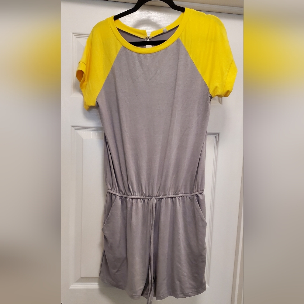 Gray and yellow romper, women's medium